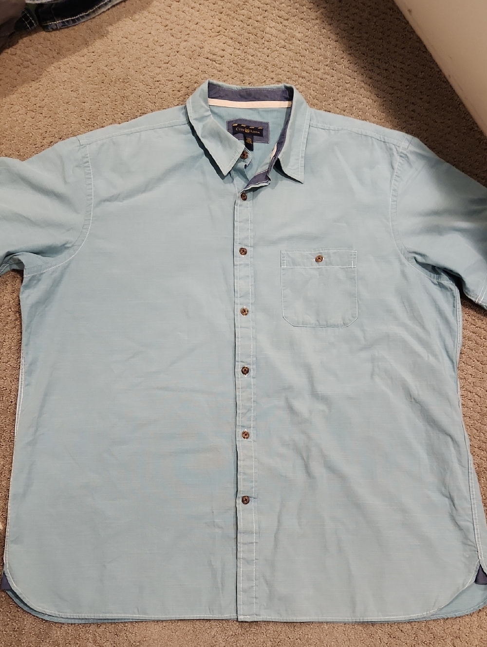 Club ROOM Light Blue Men's Short-Sleeve Button-Up Shirt XXL